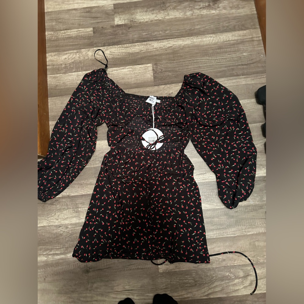 Princess Polly Mini Black and Red Floral Dress